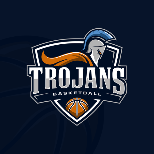 Boys basketball team logo " Trojans " Design réalisé par Brainfox