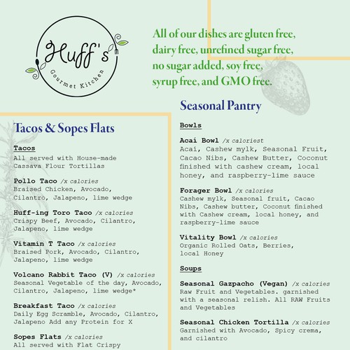 Fast Casual Restaurant Menu Design Menu Contest