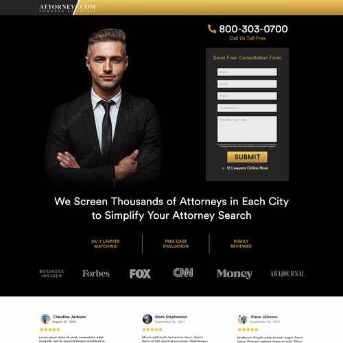 Design a Landing Page for Attorney.com Design by Umetnick