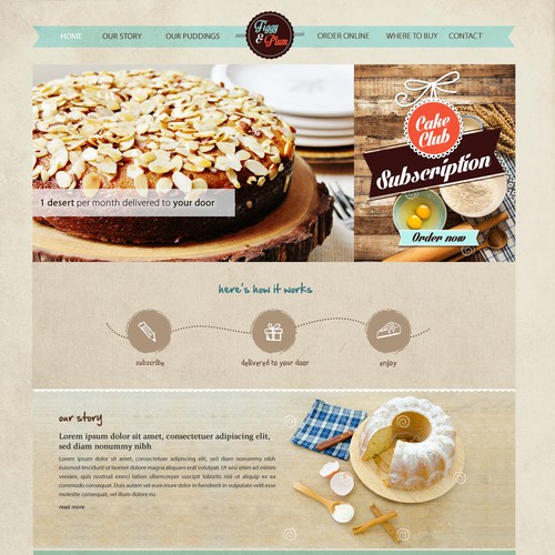 Create online brand for traditional, home-baked cake and pudding subscription club Réalisé par Purepixel