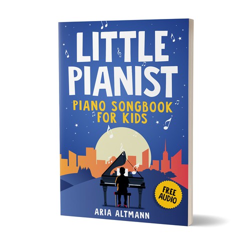 Colourful children's book cover for a piano music book Design by kostis Pavlou