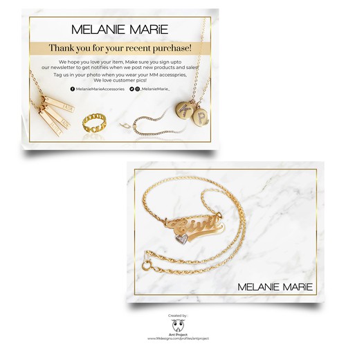 Design an Aesthetically Pleasing Jewelry Flyer/ Insert! Design by ant project