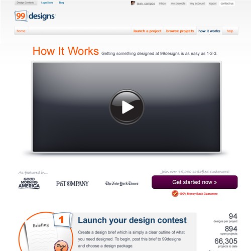 Redesign the “How it works” page for 99designs Design by jean_campos