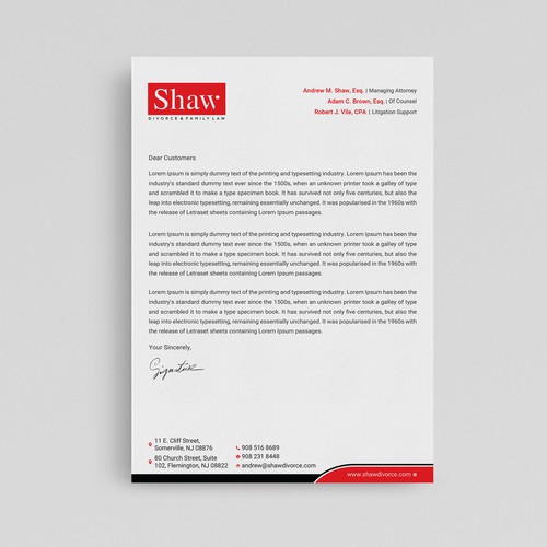 Letterhead for Divorce & Family Law Firm; Modern, Conservative Design Design by prosenjit_P