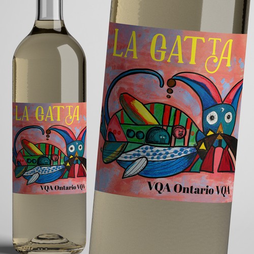 New fun "cat" wine label for female consumers Design by Windmill Designer™