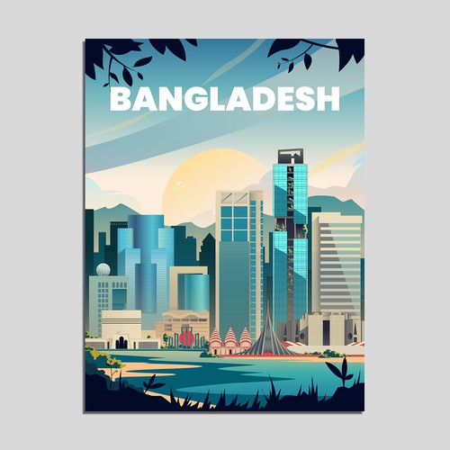 Skyline Wall Art Drawing of Bangladesh Design by DPS21