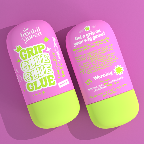 Design Wig Glue Product label  for a Viral Gen Z hair brand! Design by ilonaGi