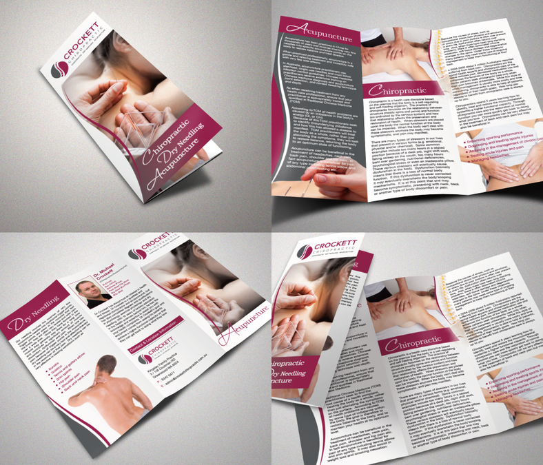 Brochure advertising and promoting chiropractic and acupuncture