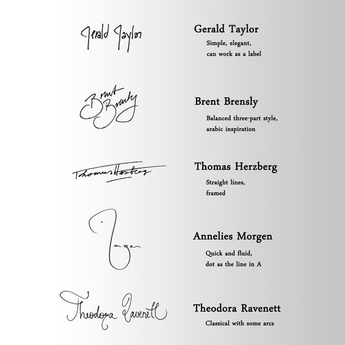 Set of 5 Handwritten, Monoline Signatures Diseño de kOuNy