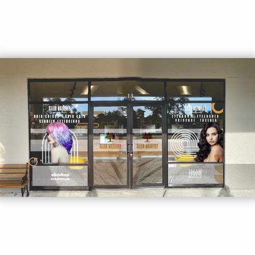 Salon Mulberry - High End Salon - Storefront Glass Signage Design by AnnaBee794