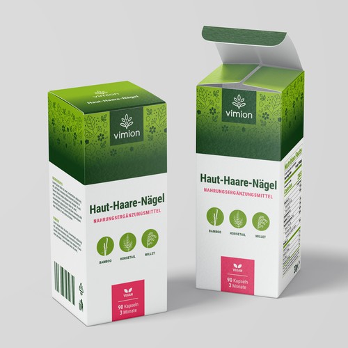 Packaging design for a German brand of high-quality food supplements Design by B i a