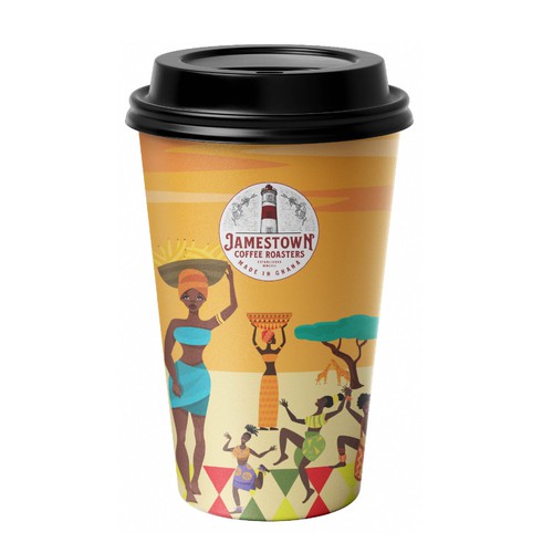 Coffee To-Go Cup Design for Cafe in Ghana Design réalisé par Thilini_Apsara