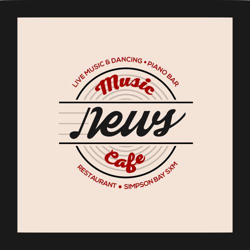 the news music cafe sxm, REVAMP the old logo add live (as in live music). keep it simple .  Design by Bright_Designs