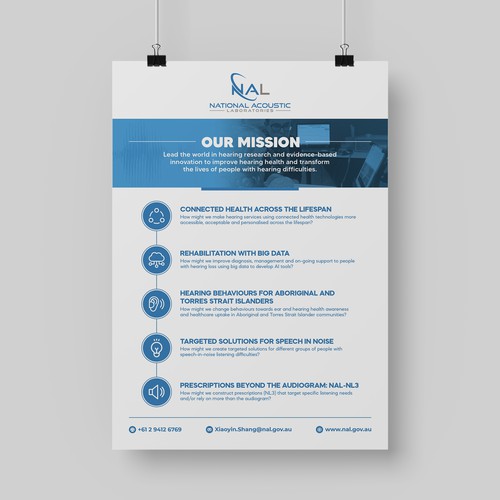 Create an engaging poster for a world-leading hearing research and innovation institution! Design by Shreya007⭐