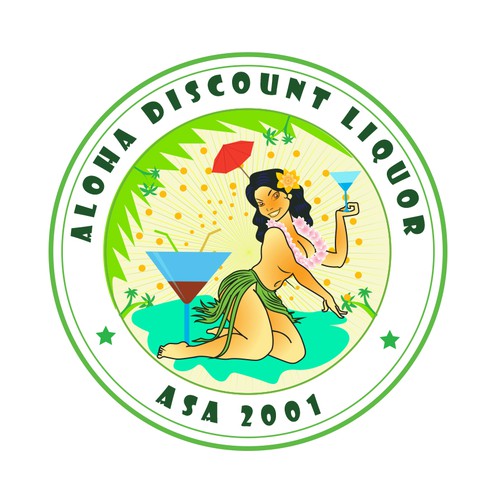 Hawaiian style playful sexy logo for independant Maui liquor store near