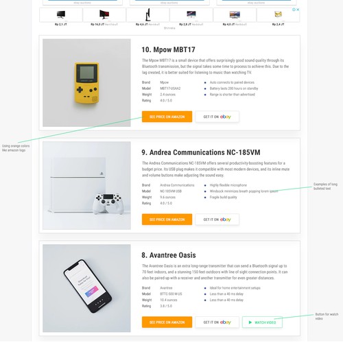 section of web page design, desktop only Design by MochRPratama