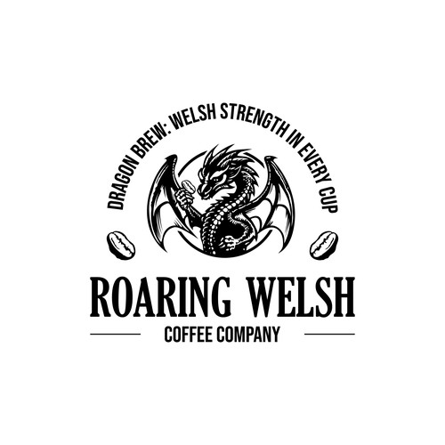 Welsh Coffee Company Logo with Dragon incorporated into the design Design by Timuș Valerian