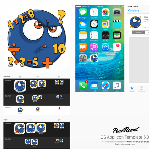 Create a beautiful app icon for a Kids' math game Diseño de Nubaia Barsha