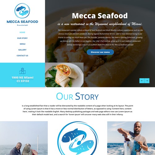 Miami Soul Seafood Restaurant Concept 1 Page Only Design réalisé par 27dezines