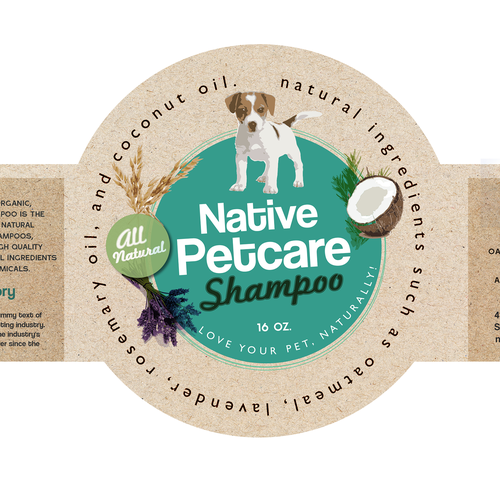 Create a clean, label for Native Petcare, an all-natural dog shampoo! Design by GMarie78