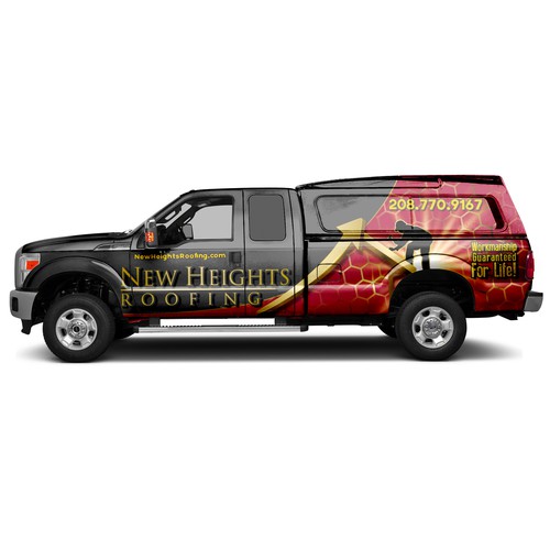 Create Bold And Professional Truck Wrap For High-End Roofing Company Design by ssrihayak