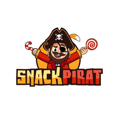 Pirate style logo for a food store (candy, snacks, beverages) Design by Manzanocoli