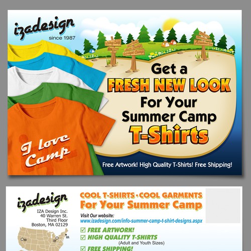 Need Fresh And New Postcard Design For Summer Camp T Shirt