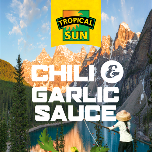 Tropical Sun Chilli & Garlic Sauce Label Digital Painting Design by thebrilland