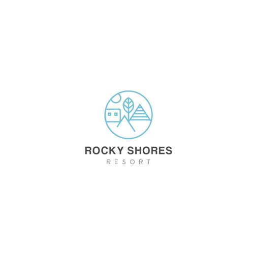 Rocky Shores Retreat Vacation Cottage Logo Design by Mayartistic