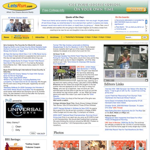 LetsRun.com Homepage Re-Design/Cleanup Diseño de eberswine