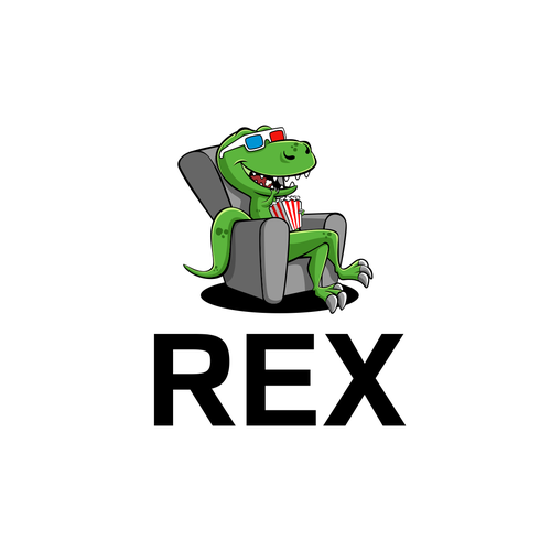 Design Rex Mobile App - Popcorn Eating T. Rex wearing 3D glasses por DZenhar Studio