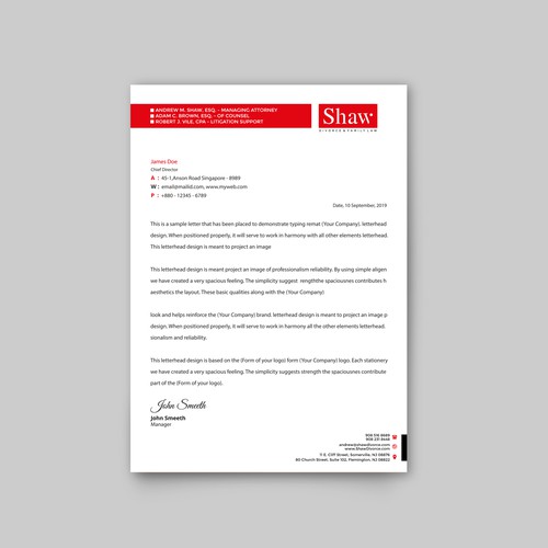 Letterhead for Divorce & Family Law Firm; Modern, Conservative Design Design by Vect Box