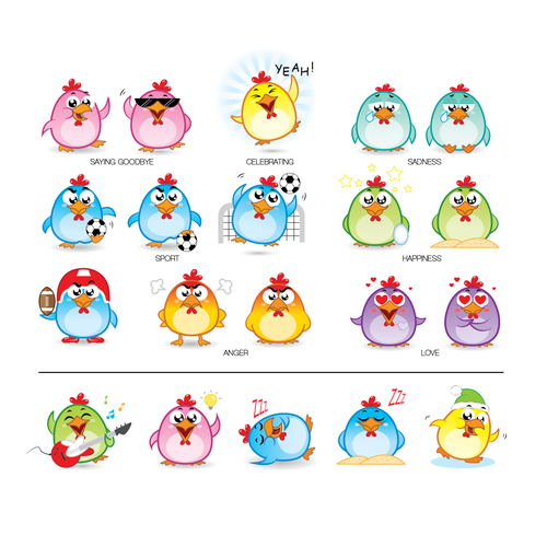 Chicken Emoji Stickers Design by giorgia.isacchi