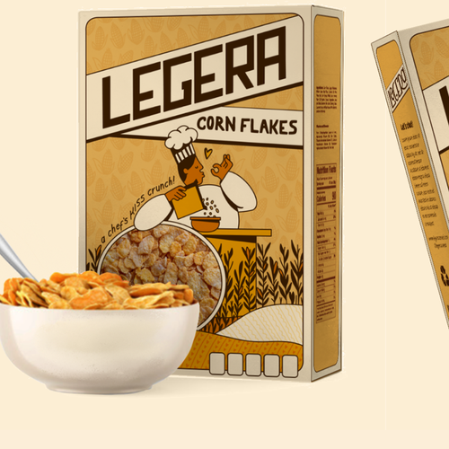 Premium cereal breakfast packaging (Corn Flakes) Design by Maira Wolfe