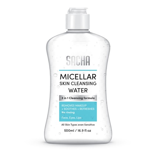 Sacha Micellar Water bottle 500ml Design by MMX