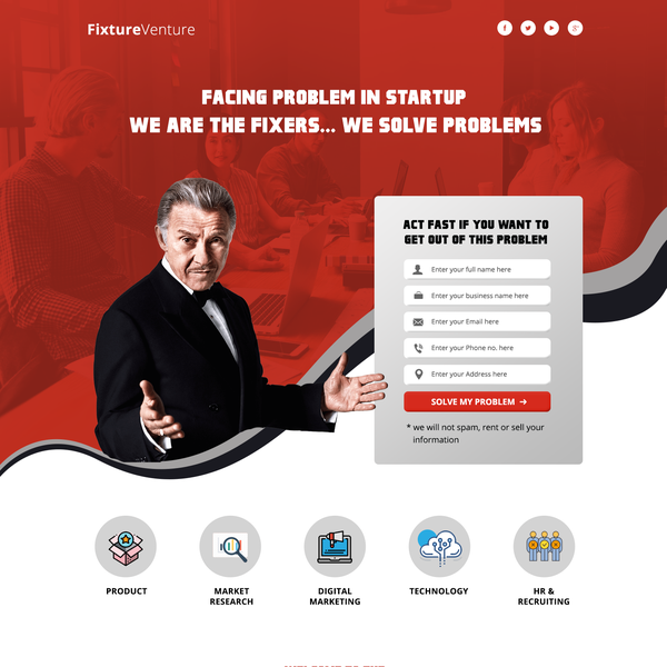 Landing-Page: The Fixer Ventures. We fix digital startups.