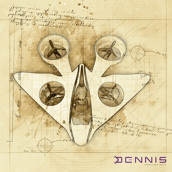 Diseño de rivansyam titulado "Dennis Rescuer Max Drone Techinical Drawing"