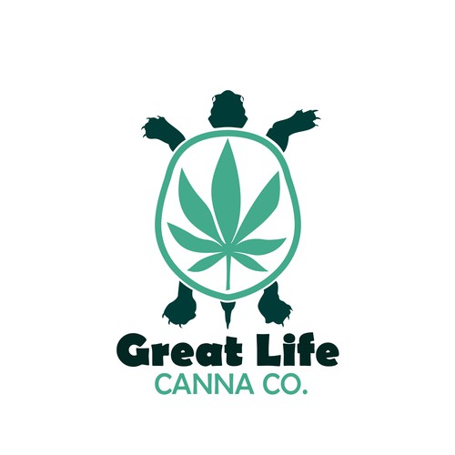 Cannabis Dispensary Logo with a turtle theme Design by Callie Bostic Art