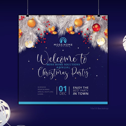 CHRISTMAS PARTY BACKDROP - CORPORATE!! Design by Designer Mehfuz