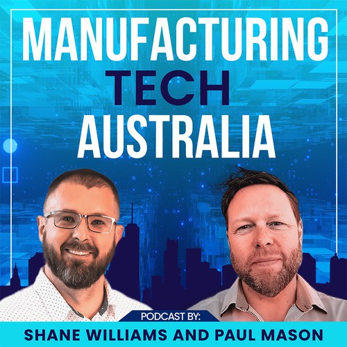 Artwork for podcast about technology in manufacturing Design by Goobleense