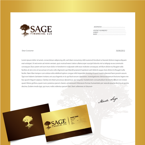 Create the next logo and business card for Sage Financial LLC Diseño de Barabut