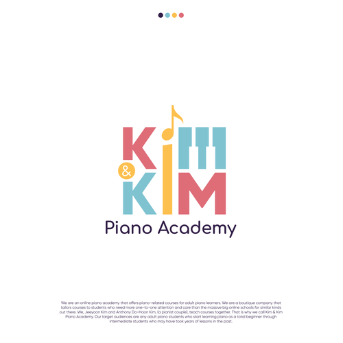 Logo to appeal adult piano students for online piano school called Kim & Kim Piano Academy Design by Ardimast