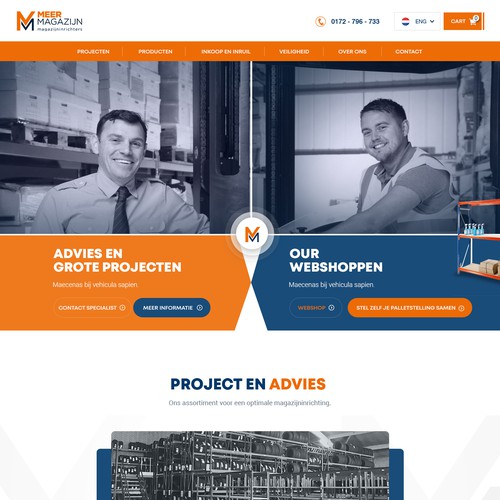 Creative website templates for a leading pallet racks company_ Meermagazijn Design by Adventix