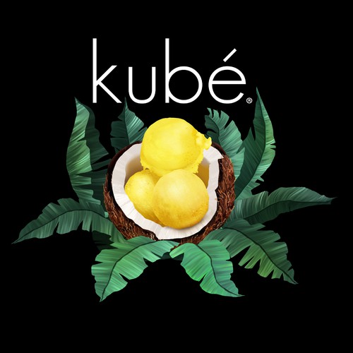 Design a graphic image for the BEST TASTING vegan ice cream manufacturer (kubé) and brand in Oakland Diseño de NinaĆu