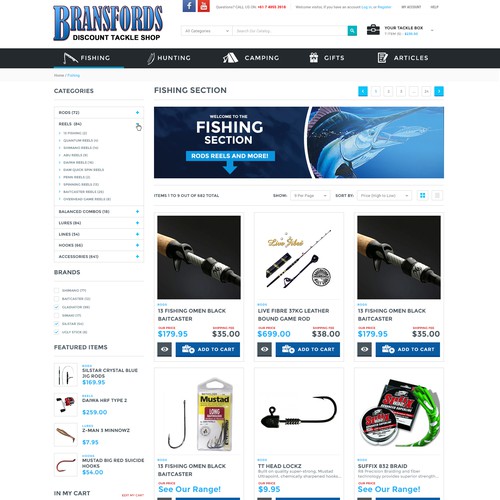 New magento template design for australian fishing tackle store