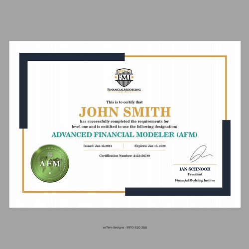 Looking for Custom Professional Certificate Design Design by se7en designs