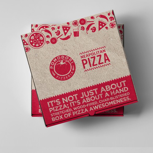 Fun, functional pizza box for Neapolitan pizzeria. Design by Jdodo