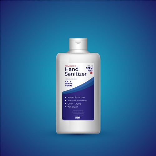 Design a Luxurious and Modern bottle label for Hand Sanitizer Product: GermPro 70!! Design by Vukašin Kalezić