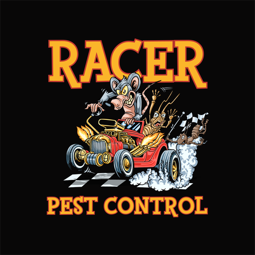 Design a cartoonish "Racing Pest at finish line" to promote our new pest control company Design by Hadeboga Studio