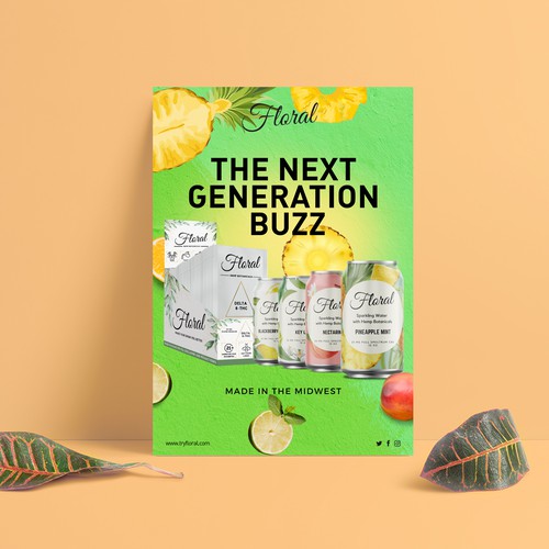 Design Promotional Signage for New Product Launch in US Convenience Store Chain (Floral Beverages) Design by Designer Group